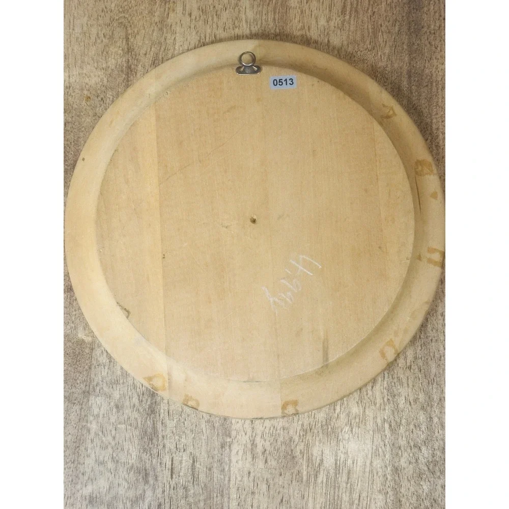 Rare‎ Vintage Bulgarian souvenir pyrography wood wall hanging plate Christmas
